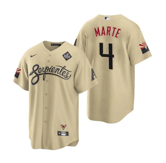 Men's Arizona Diamondbacks #4 Ketel Marte Gold City Connect Cool Base Stitched Baseball Jersey Men's Arizona Diamondbacks #4 Ketel Marte Gold City Connect Cool Base Stitched Baseball Jersey